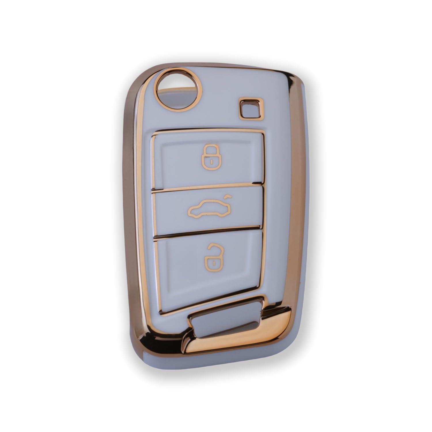RUXYAXFOL TPU custodia per chiavi auto, adatta per VW Touareg Touran Seat Leon Fabia Ibiza Skoda Fabia Octavia Superb Polo Golf 7 Mk7 custodia chiavi auto, 2 pezzi, platino