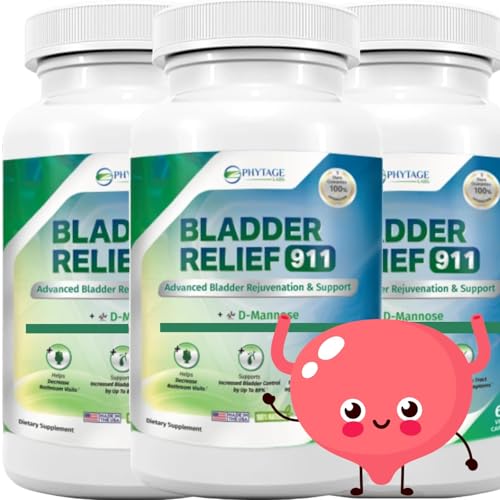 Phytage Labs Bladder Relief 911 Advanced Urinary Tract & Bladder Support Supplement for Men and Women with 1000mg D-Mannose Cranberry Extract Hibiscus & Dandelion Root (3-Pack)