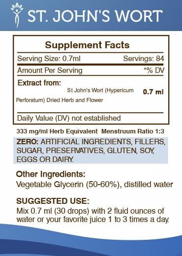 Miniatura 4 de Secrets of the Tribe Tintura de hierba de San Juan Extracto líquido sin alcohol, hierba de San Juan (Hypericum Perforatum) hierba seca (2 onzas