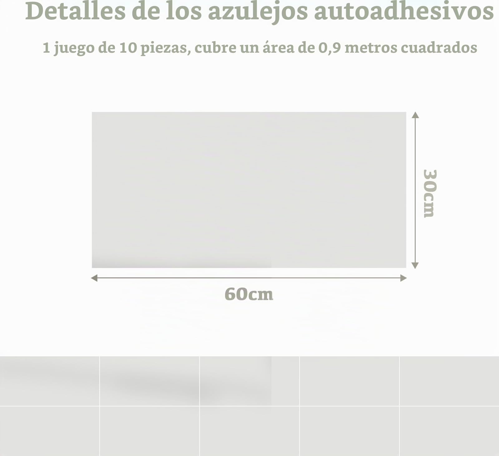 Alened Azulejos adhesivos para cocina, mármol, color blanco, 60 x 30 cm, 10 unidades