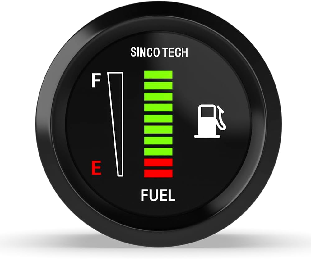 12V/24V Universal 2" 52mm Fuel Level Gauge Auto Car Meter White LED Light (Fuel Gauge)