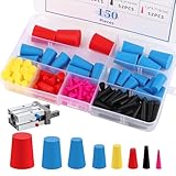 150Pcs Silicone Rubber Tapered Plug Assortment Kit,8 Sizes 1/16' to 3/4',High Temperature Resistant Hole Plugs for Powder Coating,Painting,Spraying,Hydro Dipping,Media Blasting,Masking Protection