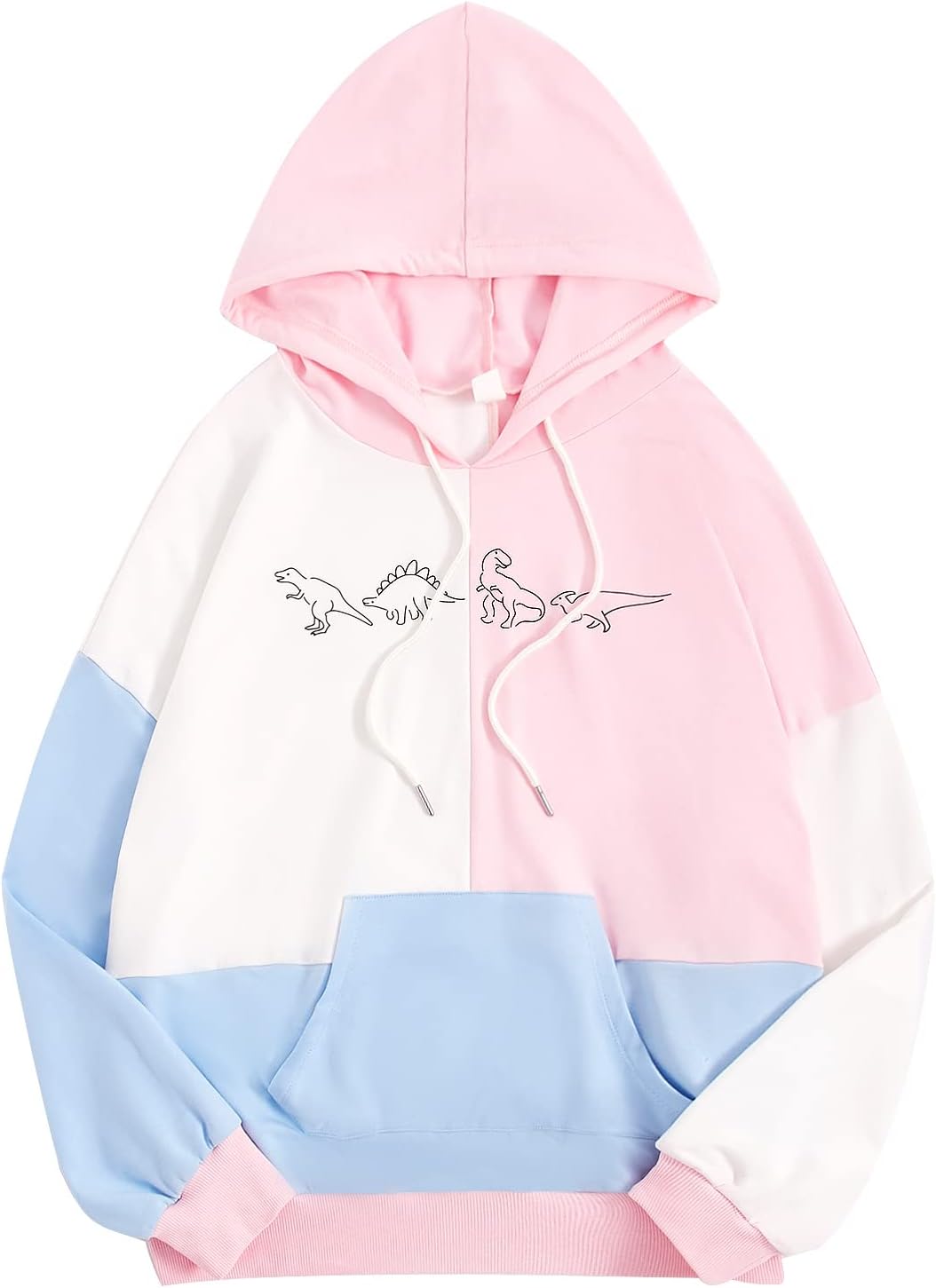 Women's Causal Long Sleeve Color Block Hoodie Sweatshirt with Pocket