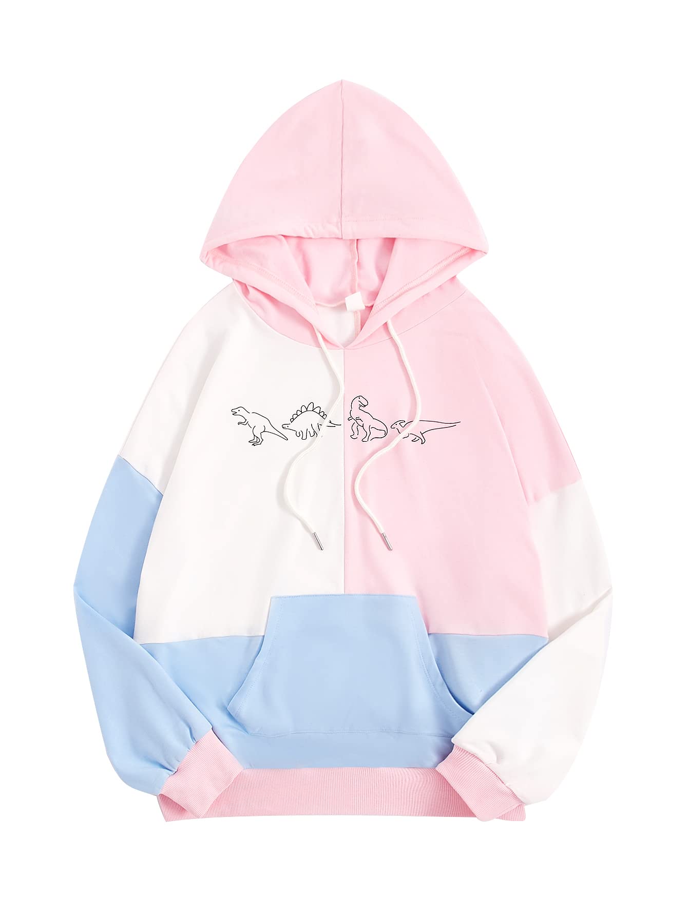 SweatyRocks Women's Causal Long Sleeve Color Block Hoodie Sweatshirt with Pocket