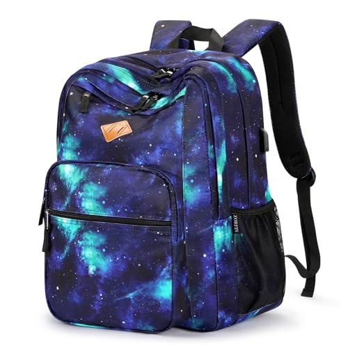 Image of ZORFIN 36L Backpack for College, and Travel: Water Resistant Bookbag with 8 Compartments - Cyberspace Galaxy