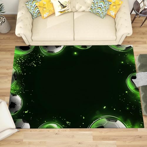 Tapis football lavable anti-glisse grand format pour terrasse et salon noir - 3