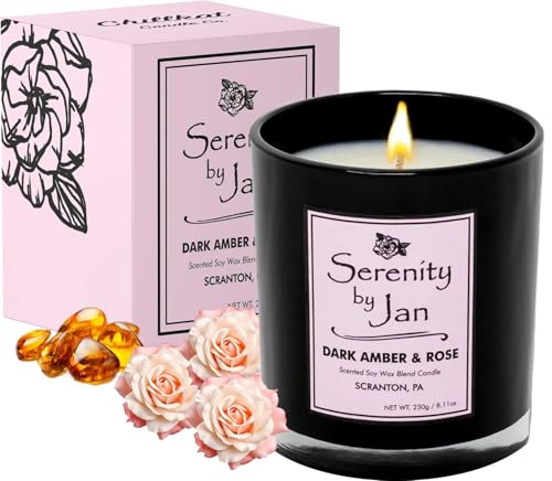 Serenity by Jan Scented Candle, Dark Amber and Rose