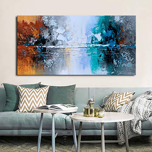 Large Hand Painted Abstract Landscape Canvas Art Lake Scenery Oil Painting Modern Home Decor For Wall #TOP3