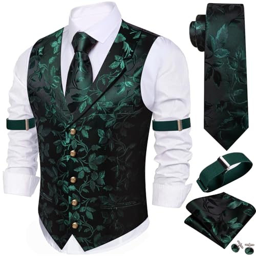 Barry.Wang Mens Silk Lapel Vest Tie Set
