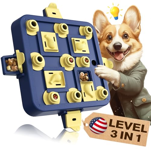 KADTC U.S. Brand & Design - 3 Levels of Challenge Dog Chess Puzzle Toy For Small/Medium/Large Smart Dogs Treat Puzzles Mental Stimulation Puppy Stimulating Enrichment Toys Interactive Food Brain Games