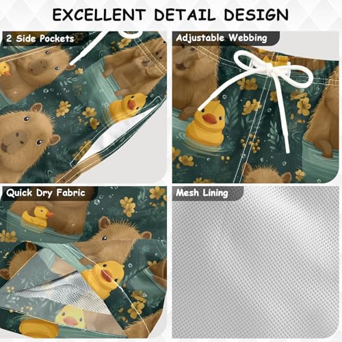 Boys Swim Trunks Capybara Duck Toddler Swim Shorts Beach Board Shorts Swimsuit3