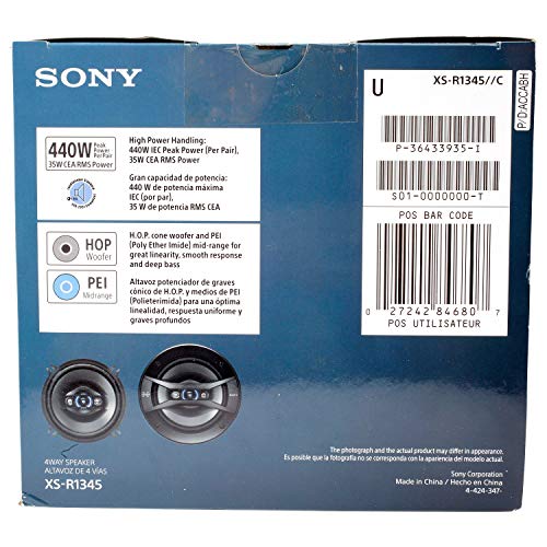 Sony Xs-R1345 5-1/4" 4-Way 220 Watt Car Speaker (Pair) 5.25" Stereo Speakers Xs-R1346 (Renewed) #TOP4
