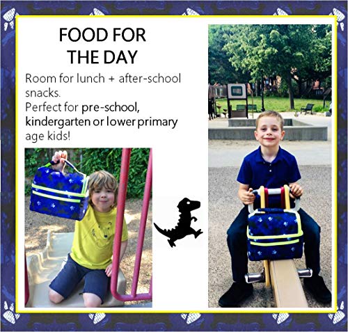 Dinosaur Lunch-Boxes For Boys Toddlers | Kids Lunch-Box Bag | Kindergarten Pre-School Baby Boy Girl Daycare Insulated Containers | Small Lonchera Para Niños | Dino Blue Bag #TOP4