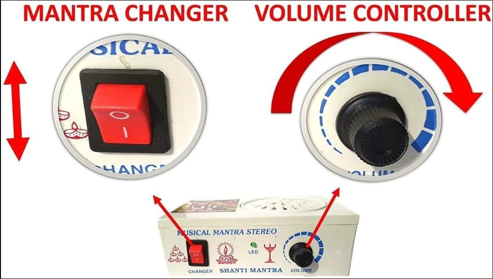 Image of V3Squared 35 in 1 Religious Mantra Chanting Machine, White Plastic Body with LED Light, Volume Control, Heavy Speaker, Plug and Play