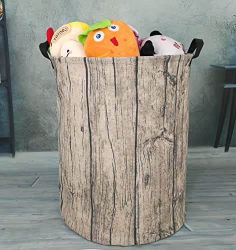 Image of Kids Laundry Hamper Clothes Gift Basket Storage Laundry Baskets Organizer Bin with Handles for Nursery Room (Tree Stump)