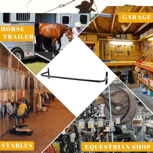 HDYEGY 2Pcs Blanket Rack with Bridle Hooks,Wall Mounted Removable Horse Blanket Bar for Hanging Horse Blankets Pads Saddle Blankets,34 Inch - Thumbnail 4