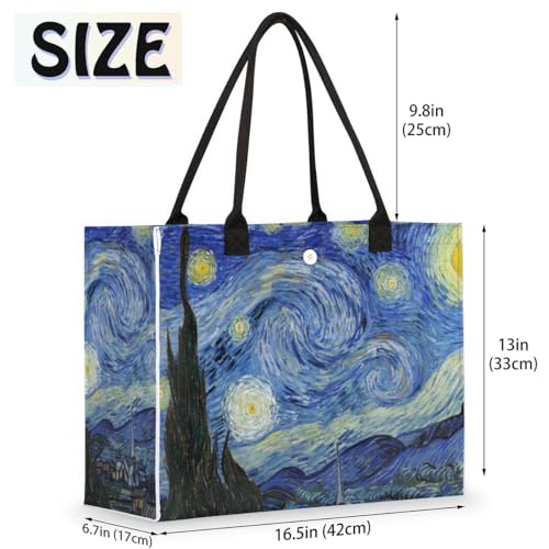 Starry Night Art Tote Bag for Women Large Beach Bag Reusable Tote Bags for Work Travel Beach Shopping2