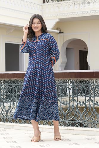 Image of Yash Gallery Women's Rayon Relaxed Fit Anarkali Floral Printed Kurta