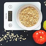Diseño en blanco: la escala de cocina convence gracias a su estilo moderno con pantalla táctil; hasta 5 kg