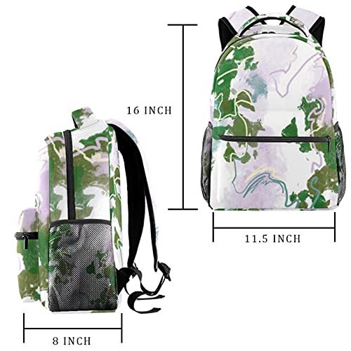 Sac à dos décontracté pour femme texture marbre violet vert tendance
