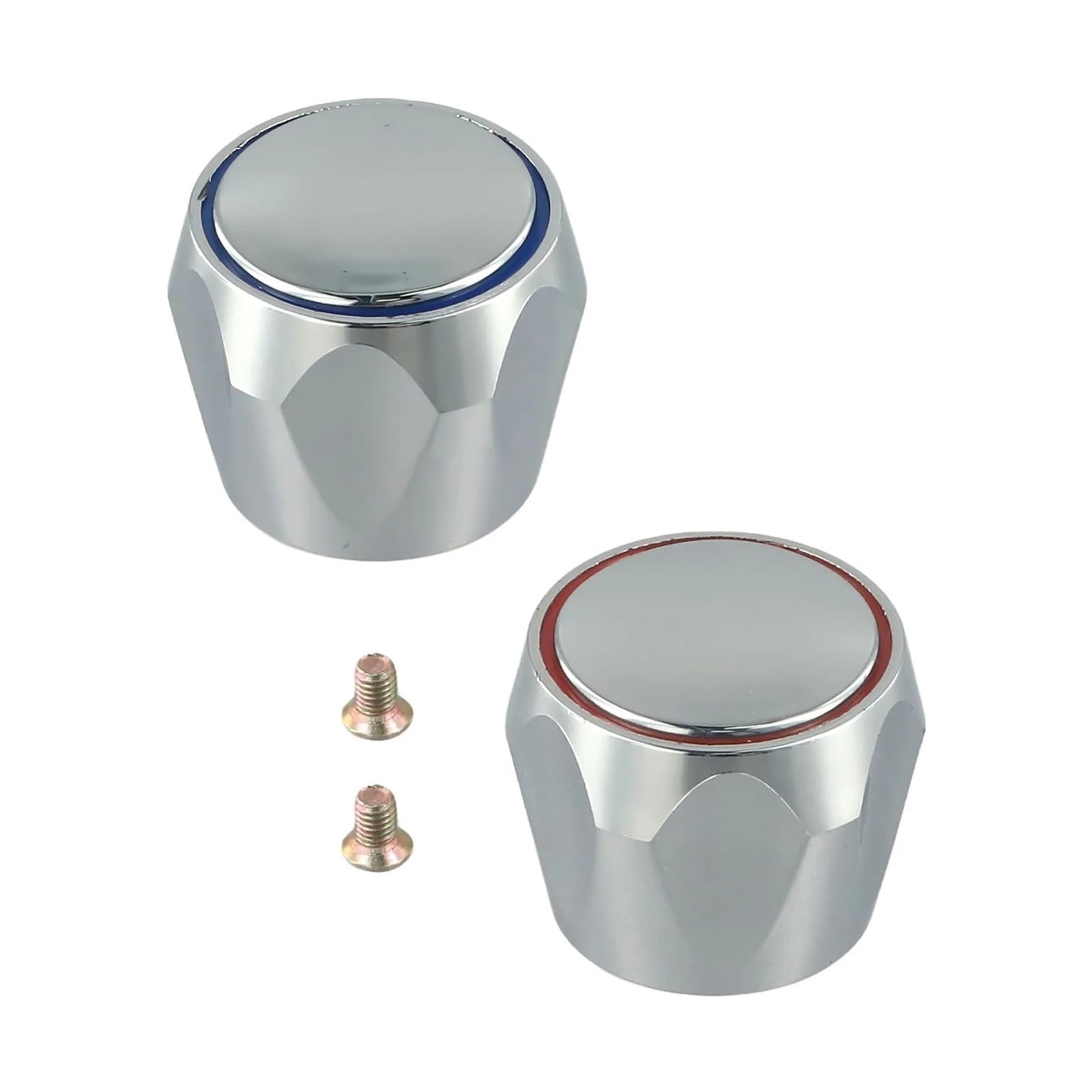 Bngdfdgh One Color 2Pcs Replacement Hot Cold Tap Top Head Covers Chrome Plated Bathroom Red Blue With Copper Faucet Cartridges Valve