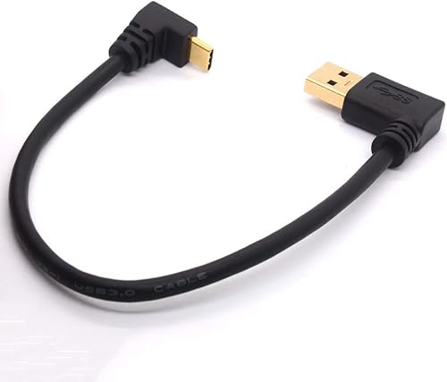 Miniatura 8 de Cable de extensión USB tipo C de 9.8 in, chapado en oro, USB 3.0 macho a 90 grados hacia arriba en ángulo descendente, cable tipo C, cable adaptador