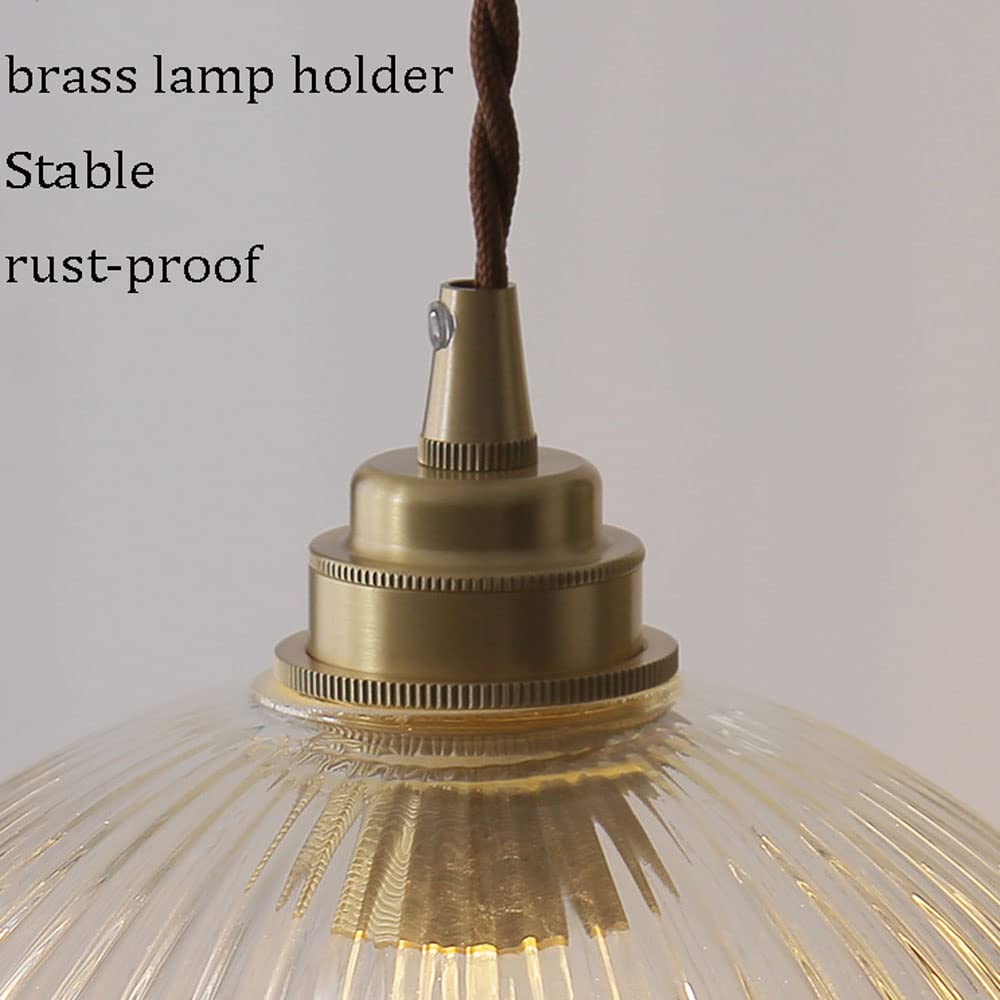 Lámpara Colgante de Techo de Cristal Transparente/Mate con Forma de semicírculo, portalámparas de latón Inoxidable E27, Cable Ajustable, lámpara de Techo, lámpara de araña de un Solo Cabezal para