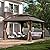 Domi 10' x 12' Hardtop Gazebo Permanent Metal Gazebo with Galvanized Steel Double Roof, Curtains and Netting for Party, Wedding, Outdoor Dining, Patio, Backyard, Brown