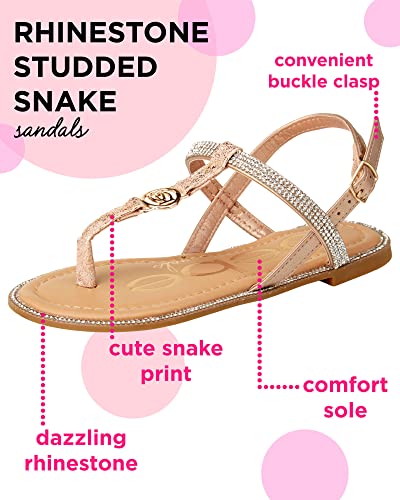 Image of bebe Girls' Sandals - Rhinestone Studded Snake Sandals with Medallion (Little Kid /Big Kid)