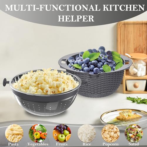 4-in-1 Colander with Bowl Set – Food Strainers and Colanders - Stainless Steel Rotatable Strainer for Fruits & Veggies – Pasta Strainer - Kitchen Essentials - Grey by STOCKPOT - Image 6