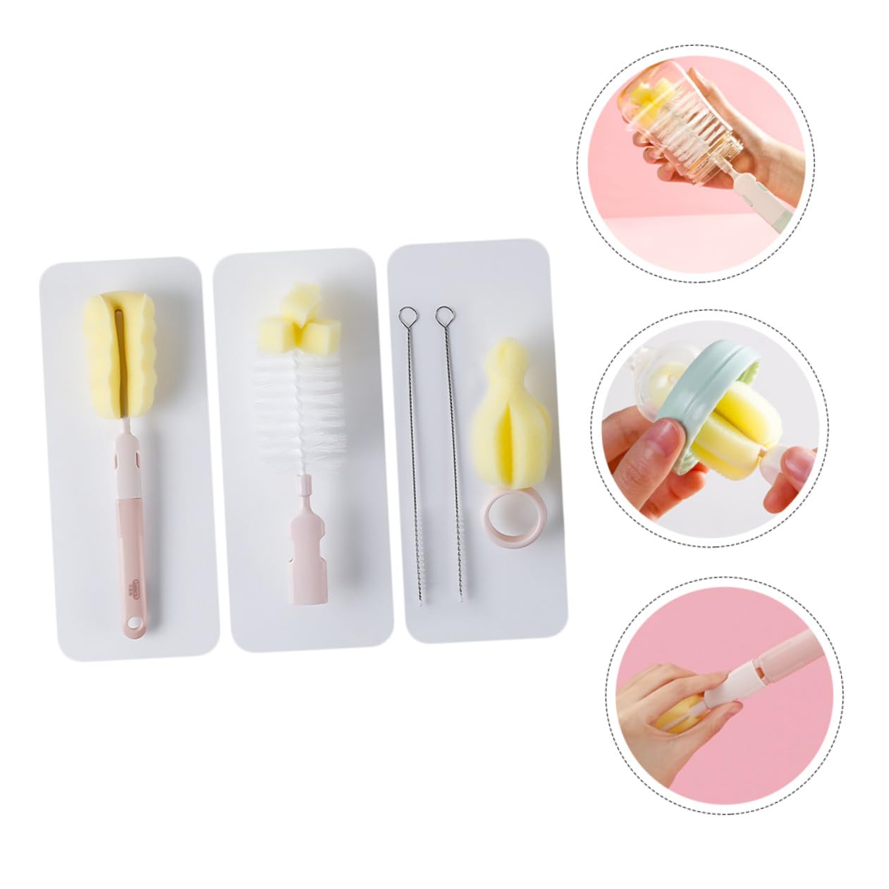 FRCOLOR 3 Set Di Spazzole Per La Pulizia Delle Bottiglie Spazzole Per Bottiglie D'Acqua Spazzole Con Manico Kit Per La Pulizia Trasparente Spazzole Per Bottiglie Spazzole Per La