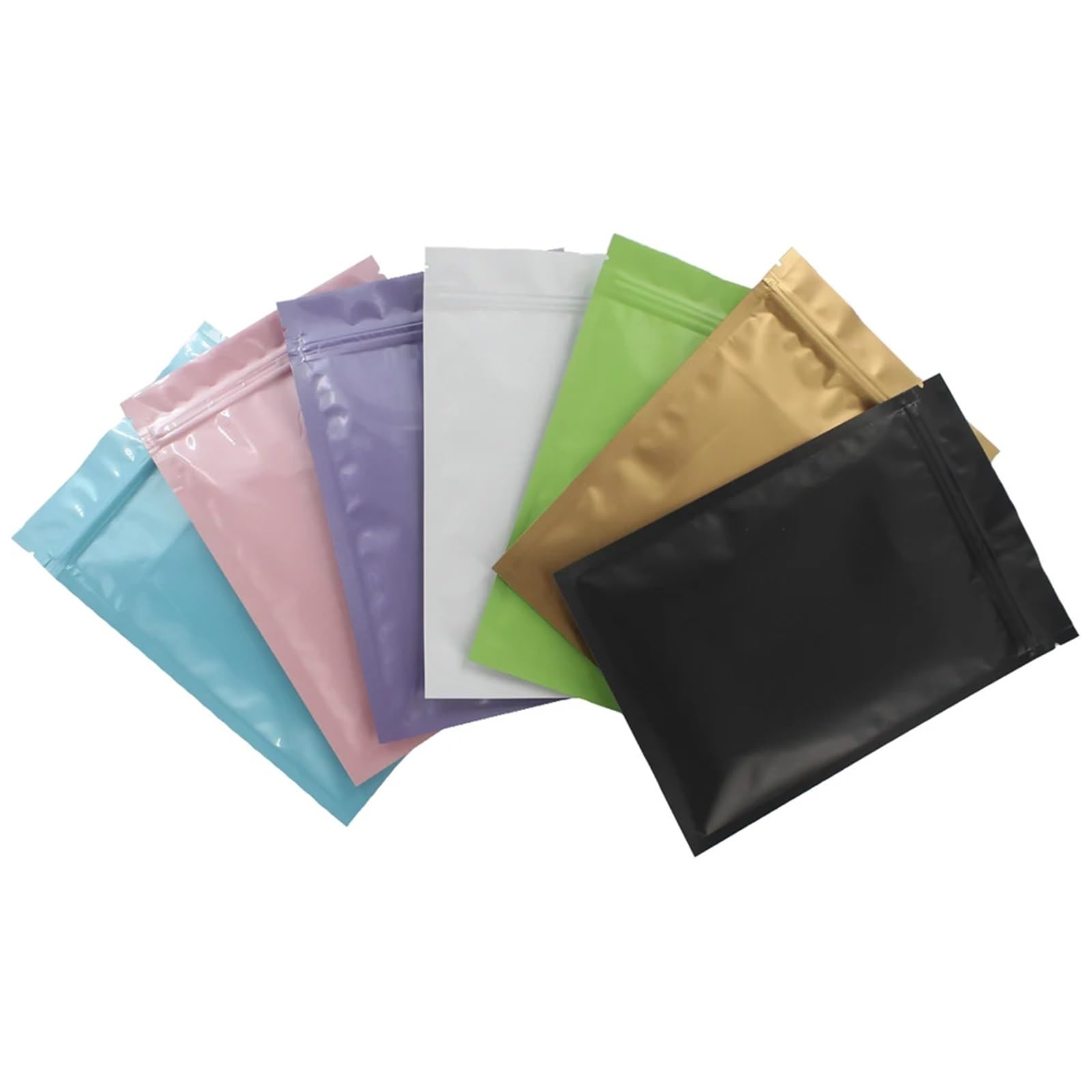 Bolsas de plástico con precinto, Bolsas de plástico de aluminio con cierre térmico, 100 unidades, con cierre de cremallera y muesca de rasgado.(Matte Gold,18x26cm)
