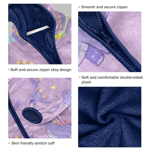 Dino and Rainbows Girls Fleece Jacket Girls Fall Jacket Girls Zip Up Hoodie Girls Sherpa Jacket 2-10T3