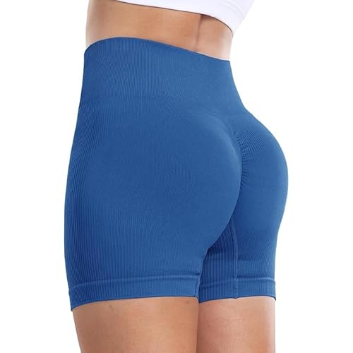 GAYHAY Workout Yoga Shorts for Women, 5 Inches Spandex High Waisted Soft Biker Shorts Women Dance Volleyball Booty Running Sky Blue XX-Large