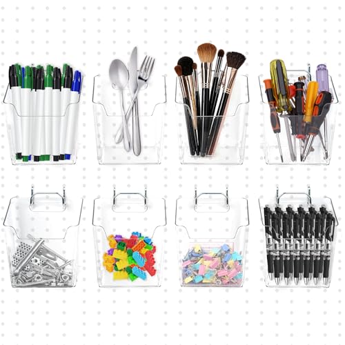FIMXSD 8 Pack Large Pegboard Bins with Hooks, Square Box
