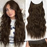 ★Unsichtbare Clip Extensions Stil: Wellig extensions mit gummiband; Länge: 50cm/23zoll; Farbe: Mossbraun;