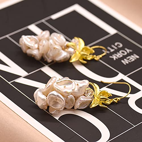 SALAN Pendientes De Borla De Lujo De Pera Barroca Natural para Mujer, Novia, Boda, Flor De Loto, Pendientes De Gota, Joyería Fina