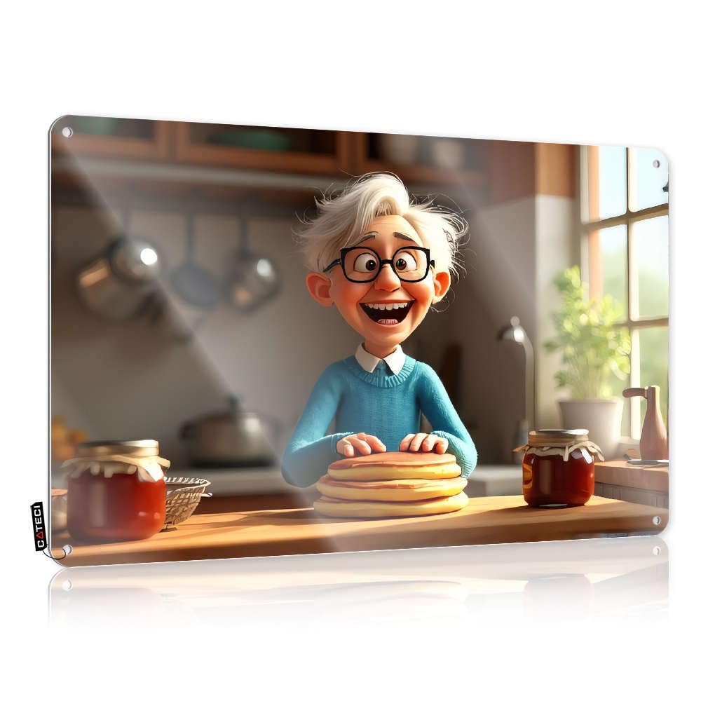 Fzfn Colour A Cheerful Elderly Person Enjoys A Stack Of Pancakes. Funny Wall Art Stitch | Cute Soft Bath Decorative Wall Art(30X40cm)