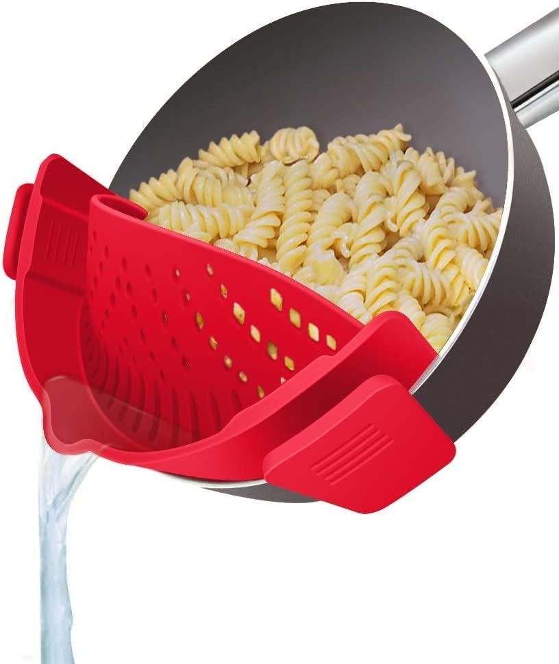 Clip on Strainer for Pots Pans Heat Resistant Silicone, Easy to Use and Store - Image 2