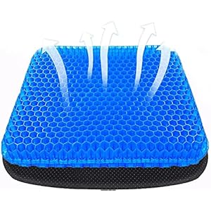 FAJIA Gel Seat Cushion, Cushion Chair Pad, Double Thick Breathable Cool Pad with Non-Slip Cover Honeycomb Design for Car/Office/Home/Wheelchair