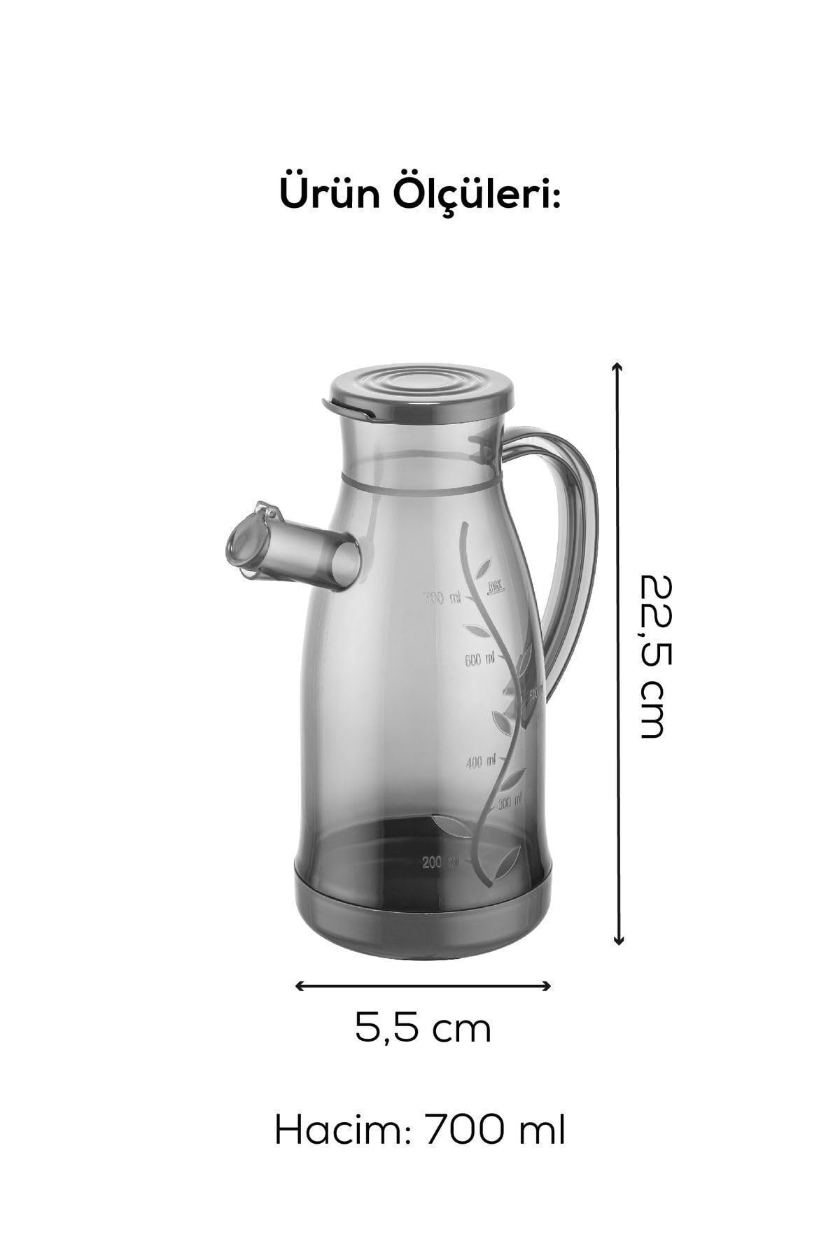 Yağlık Sirkelik Şeffaf Sosluk 700ml, BPA İçermez, Bulaşık Makinesine Uygun, Gıdayla Temas Uygun yağdanlık, Kapaklı Ağız, 22.5cm Yükseklik (1, ŞEFFAF)