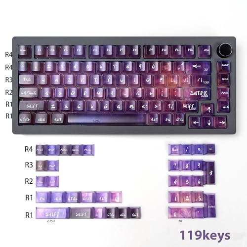 Teclas moradas transparentes estilo Cherry de 119 teclas para tu set up de escritorio Mx 5