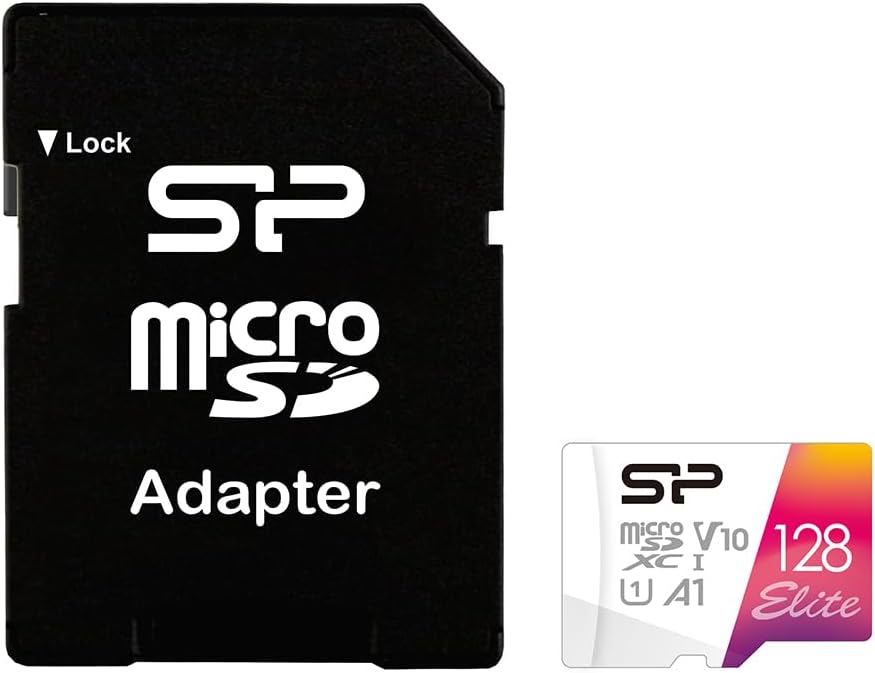 128GB Silicon Power Elite microSDXC CL10 UHS-1 100MB/sec Colorful Memory Card with Adapter