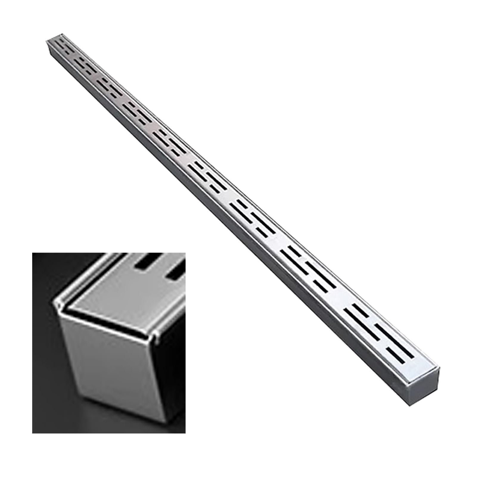 Blazea Channel Drain Kit with End/Outlet, Custom Trench Drainage System, Driveway Floor Water Diverter Trough Gutter, Stainless Steel Trench Drain(With End,3.5x3cm(1 3/8x1 1/8"))