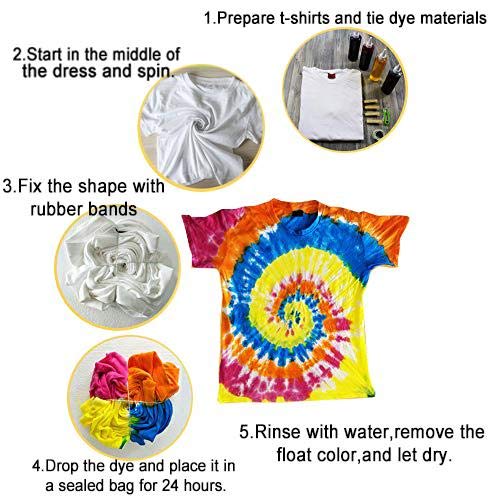 KISSBELLY 3/5/6/8/10/12/18/24 Colours One Step Tie Dye Kit Shirt Fabric Textile Paints Dying Kits Permanent Clothes Graffiti Jacquard Pigment for Adults Kid - Thumbnail 7