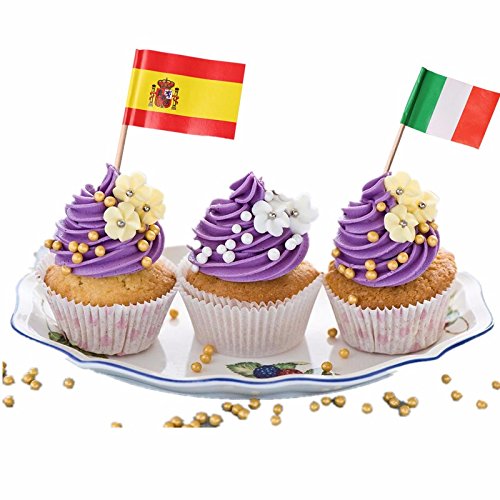 National Flag Picks Flag Toothpicks Cocktail Sticks Cupcake Toppers, Random Country, 100 Count #TOP4