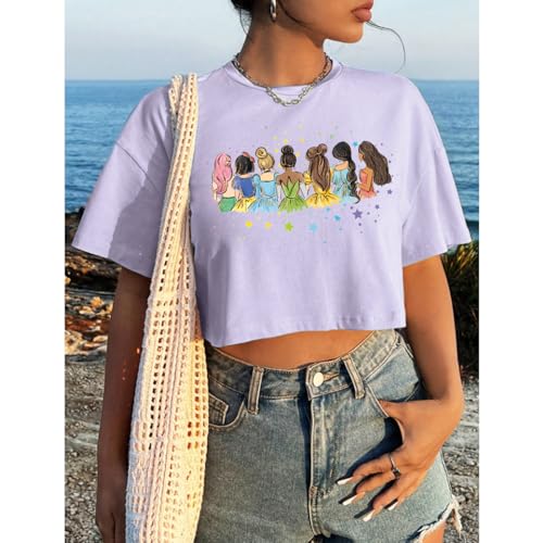 Image of Magical Crop Shirt for Women Magic Kingdom Princess Tshirt Funny Family Vacation Trip Tee Casual Holiday Top