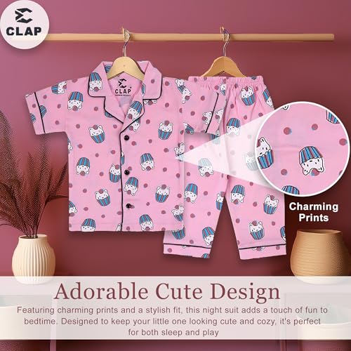 Image of CLAP Kids Cotton Printed Half Sleeves Night Suit