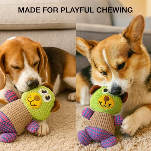 Image of Soft Plush Dog Toy | Comforting Chew Toy for Puppies & Dogs | Interactive Play and Gentle on Teeth | Durable Stuffed Animal Pets | Anti Anxiety Cute Cuddle Toy for Stress Relief (Teddy)