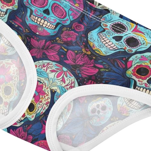 Joisal Colorful Skulls Flowers Dark Blue Toddlers Underwear Floral 2t Cotton Cute Panties Girl Florals Undies Kids Briefs4